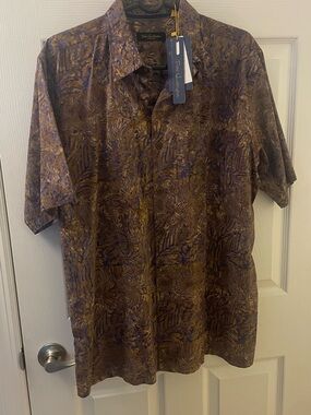 Pete Huntington Bali Handcrafted Mens Large Resort Shirt NWT Batik Cotton